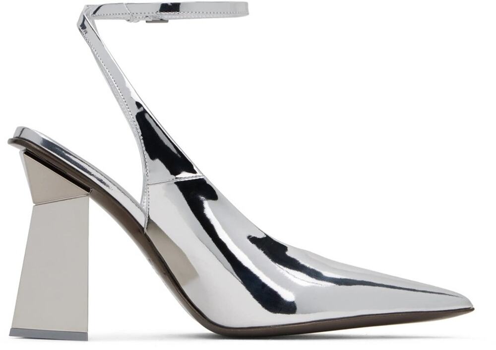 NIB Valentino Garavani Silver One Stud Hyper Heel Pumps Mirror effect 36